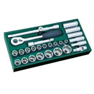 Khay tuýp lục giác 1/2" 27 chi tiết (hệ mét) Khay tuýp lục giác 1/2" 27 chi tiết (hệ mét)
